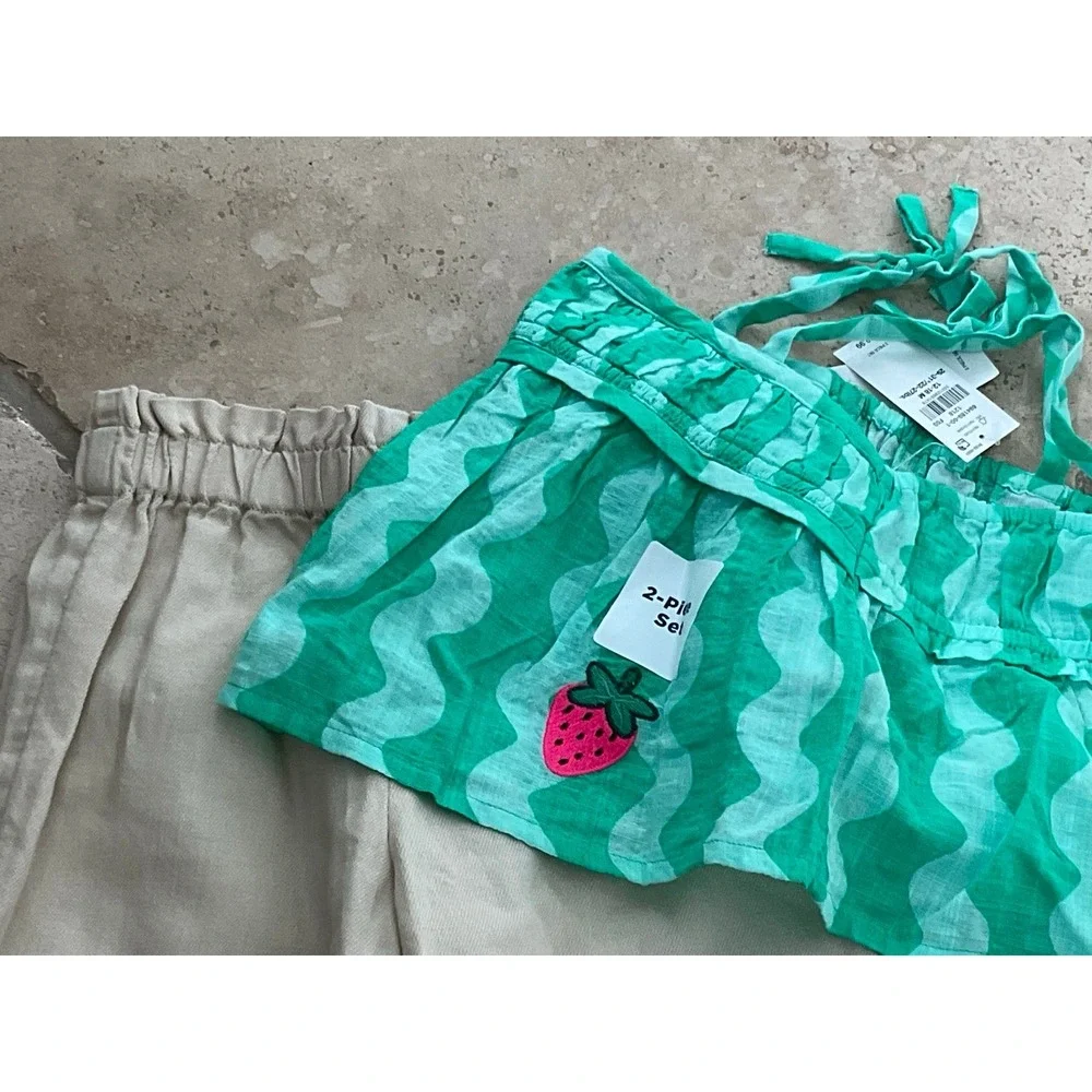 NWT Old Navy wide leg pants and green sleeveless top set - size 12-18 month‎
